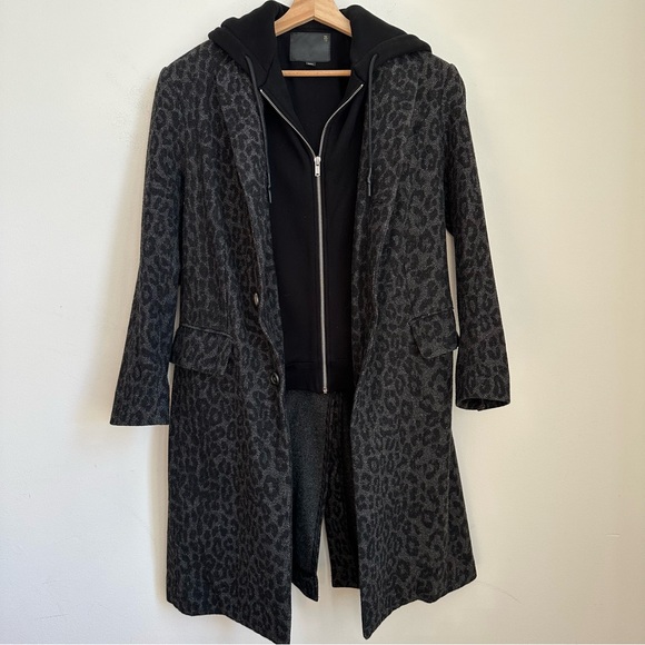 R13 Leopard Coat With Attached Hoodie Size Small - Picture 2 of 8